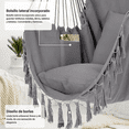 thumbnail image 3 of Silla Hamaca Silla Columpio Colgante 2 Cojín Kit Instalación Gris, 3 of 5