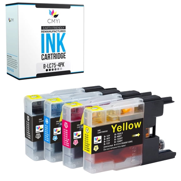 CMYi LC75 Combo Pack of 4 Ink Cartridges Compatible for Brother DCP Series J525W J725DW J925DW MFC Series J425W J430W J435W J625DW J6710DW J6910DW J825DW J835DW (1 each Black, Cyan, Magenta, Yellow)