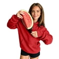 thumbnail image 2 of KHONTS Hidden Pocket Hoodies for Women Basic Classic Pouch Hooded Sweatshirts Casual Plain Baggy Stylish Couple Pullover Tops Watermelon Red S, 2 of 7