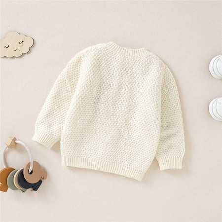 

dmqupv Baby Girl Boy Knit Cardigan Sweater Warm Pullover Tops Toddler Infant Solid Outerwear Jacket Coat Outfit Boys Coats Sweater White 12-18 Months