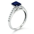 thumbnail image 3 of Gem Stone King 1.74 Ct Octagon Blue Sapphire G/H Lab Grown Diamond 10K White Gold Engagement Ring (Size 5), 3 of 4