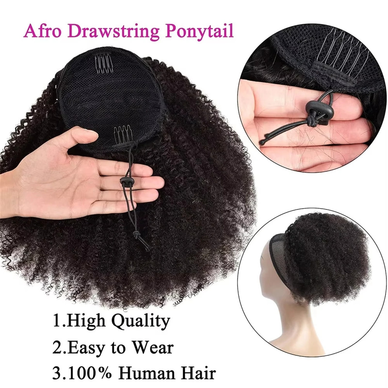 Kinky Curly Drawstring Ponytail Human Hair Natural Ponytail Extension Brazilian