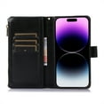thumbnail image 4 of ELEHOLD for iPhone 12 Pro / 12 6.1" Wallet Case with 9 Card Holders Zipper Pocket Kickstand Soft PU Leather Flip Shockproof Protective Cover with Wrist Strap Business Style for Women Men,black, 4 of 8