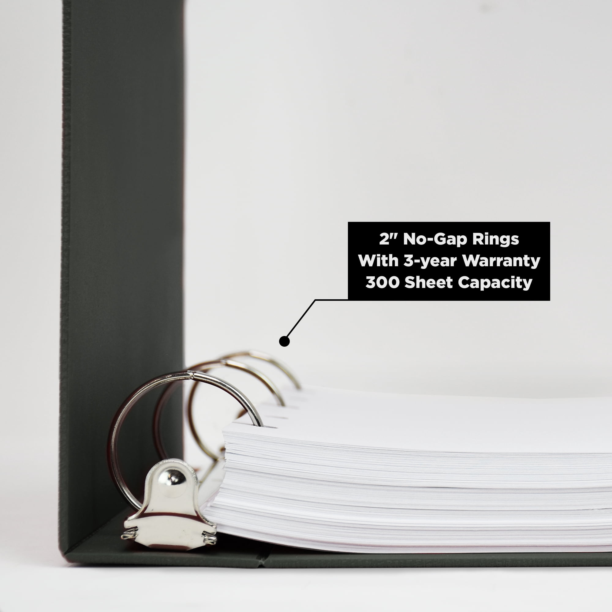 Carstens 2-Inch Heavy Duty 3-Ring Binder - Side Opening, Charcoal Gray