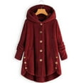 thumbnail image 2 of Womens Cardigan Plus Size Button Plush Tops Hooded Loose Cardigan Wool Coat Winter Jacket Navy Xl, 2 of 7