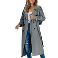 thumbnail image 2 of Hfyihgf Women's Double Breasted Long Trench Coat Windproof Classic Notch Lapel Slim Overcoat with Belt(Gray,S), 2 of 6