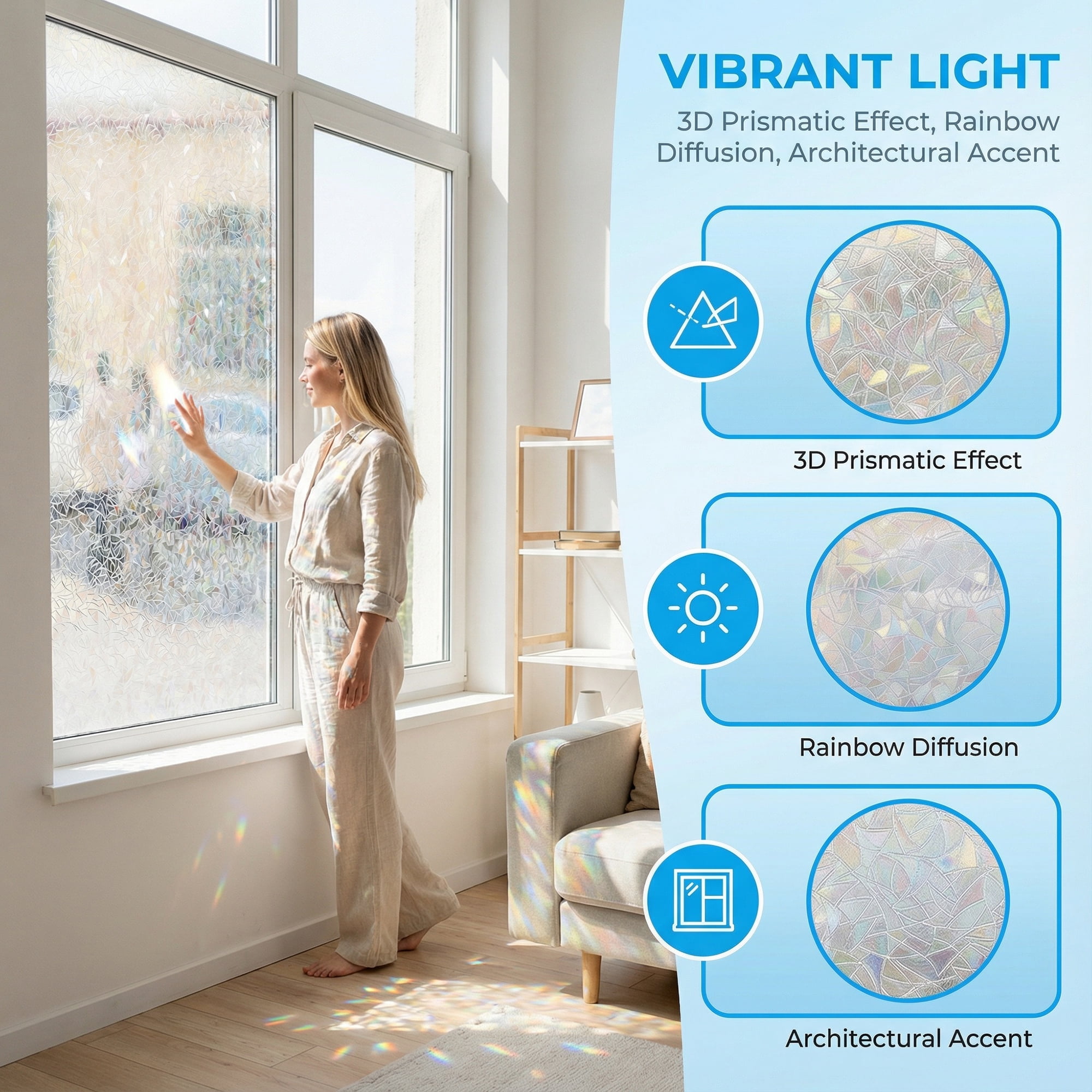 Unique Bargains Static Cling Frosted Window Privacy Film Multicolor 39.4" x 23.6"