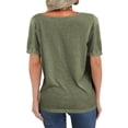 thumbnail image 2 of Solid Color V-Neck Women Short Sleeve Loose T-Shirt, 2 of 3