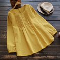 thumbnail image 2 of CHOK Hauts pour Femmes Liquidation Mode Été Décontractée Ample Lin Manches Longues Col Rond Blouse en Solde, 2 of 5