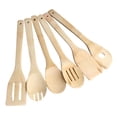 thumbnail image 1 of EeaseMX Juego de 6 utensilios de cocina de madera de bambú, espátula, cuchara, volteador, utensilios de bambú para cocinar, 1 of 7