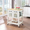 thumbnail image 2 of Stafford Engineered Wood Kitchen Cart with Wood Top and White Base, 2 of 12