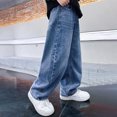 thumbnail image 2 of NOEGOEU Boys Baggy Jeans Wide Leg Elastic Waist Denim Pants Casual Vintage Streetwear Teen Clothes (Light Blue,120), 2 of 8