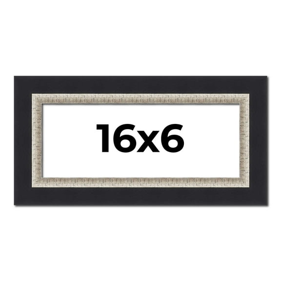 16x6 Frame Black Real Wood Picture Frame Width 2.25 Inches | Interior Frame Depth 0.5 Inches |
