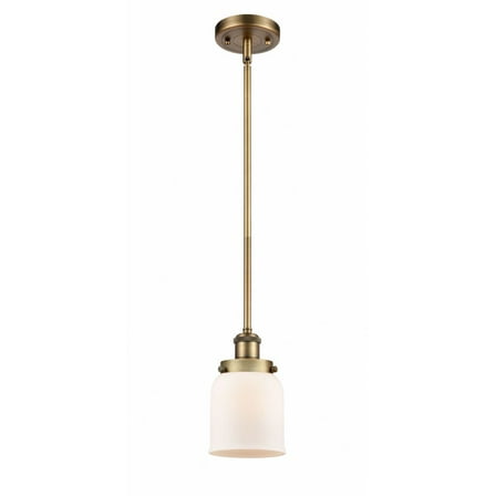 916-1S-BB-G51-Innovations Lighting-Bell - 1 Light Stem Hung Mini Pendant In Industrial Style-10 Inches Tall and 5 Inches Wide-Brushed Brass