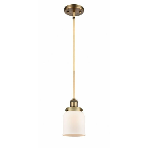 916-1S-BB-G51-Innovations Lighting-Bell - 1 Light Stem Hung Mini Pendant In Industrial Style-10 Inches Tall and 5 Inches Wide-Brushed Brass