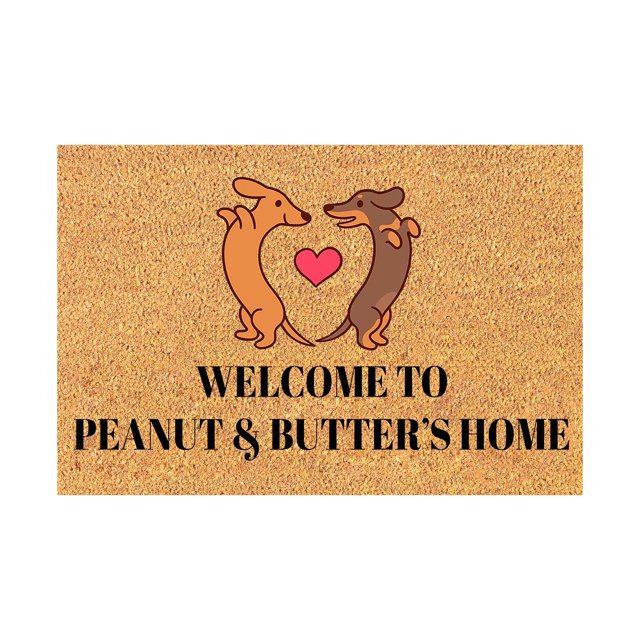 Giyblacko Tapis de Porte en Polyester Brun Classique Imprimé Love Two Dogs Welcome Home