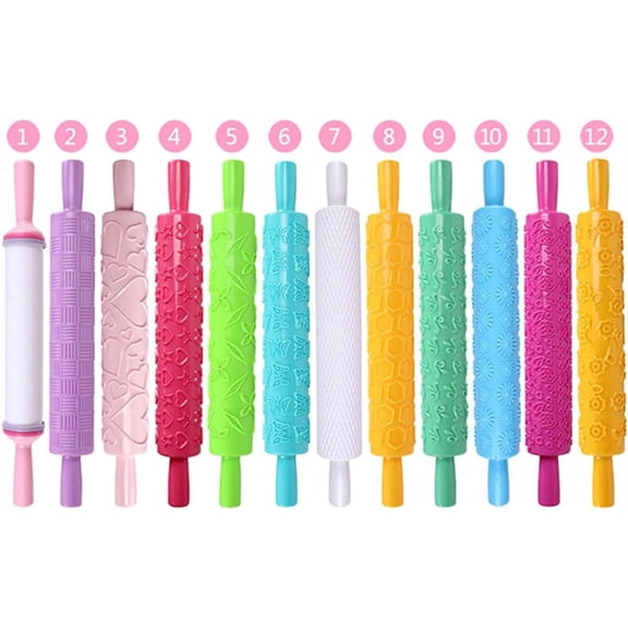 FENGFrench Rolling Pin Embossing Rolling Embossed Rolling Pin Fondant Roller Pizza Roller Clay Rolling Pin Dumplings Rolling Pin Pasta Rolling Pin Pizza Rolling Pin Fudge Pattern-240523