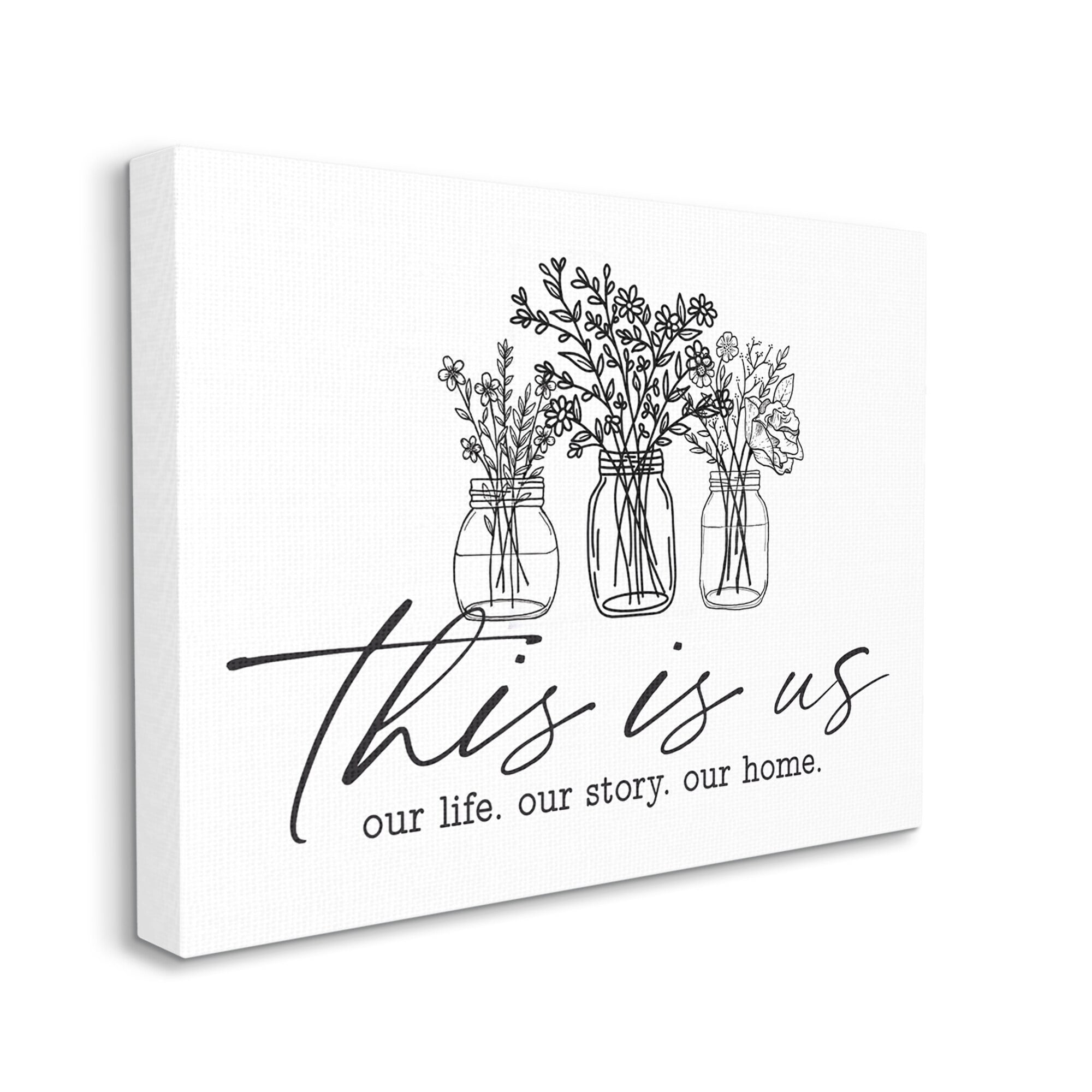 Stupell Industries This Is Us Family Cottage Florals Herbs Bouquet Graphic Art Gallery Wrapped Canvas Print Wall Art, Design by Lettered and Lined