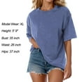 thumbnail image 4 of vigerkar Oversized Vintage t Shirts for Women Short Sleeve Cotton Casual Baggy Tees Trendy Crew Neck Loose Tops 2025 Blue, XL, 4 of 6