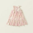 thumbnail image 4 of Utlike Girls Floral Print Dress Casual Summer Outfit For Toddlers Playful Comfortable Daily Wear Lightweight Breathable Easy To With Sandals Pink Relaxing Fit Sundress Size 3 Years-4 Years, 4 of 9