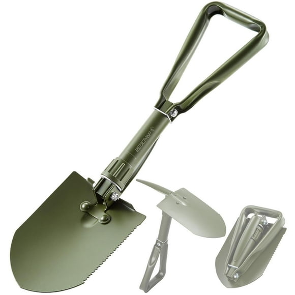 Pala de Camping REDCAMP Verde Militar Plegable con Mango Triple para Senderismo