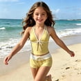 thumbnail image 2 of mgoYE Girls Y2k Vintage 2 Pieces Bikini Set Halter Tankini Top with Shorts Beach Swimsuit Vacation Outfit, 2 of 6