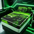 thumbnail image 2 of Erosebridal Glowing Sports Car Zipper Twin Comforter Sets with Fitted Sheet and 2 Pillowcases for Boys Men, Neon Green Honeycomb Print Zipper Bedding Set, Black Reversible, 4pcs, 2 of 7