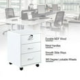 thumbnail image 2 of Clipop 3 Drawers Mobile File Cabinet,Lockable Wooden Rolling Filing Cabinet,A4 Sized Documents,White, 2 of 11