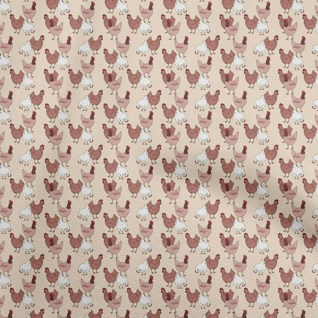 oneOone Polyester Spandex Peach Fabric Birds Rooster Sewing Craft Projects Fabric Prints By Yard 56 Inch Wide