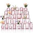 thumbnail image 1 of Juego de jarrones Glass Bud ODBCYWM de cristal rosa vintage, 32 unidades, 1 of 7