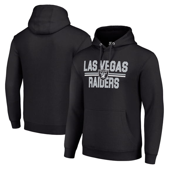 Unisex Starter Black Las Vegas Raiders Team Mesh Print Graphic Tri-Blend Pullover Hoodie