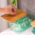 thumbnail image 3 of JIEMUCES Conteneur de Capsules de Lessive 3 Pcs Grande Capacité Transparent Design Organisation de Buanderie avec Couvercles en Bambou, 3 of 8