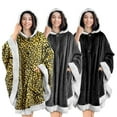 thumbnail image 2 of Npolar Hoodie Blanket Wrap Wearable Hoodie Snuggle Robe Sweatshirt Soft Lined Cuddle Poncho Cape with Hat 2 Pockets Buttons, Grey, 2 of 6