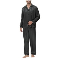 Men's Long Sleeve Pajamas Set with Turndown Collar 100% Polyester Comfort Home Outfit for Fall Winter​​
