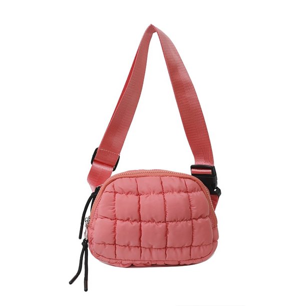 Bolso Acolchado A Cuadros Cruzado Femenino Color Sólido para Mujer
