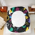 thumbnail image 5 of Feelyou Kid Cartoon Memphis Full Size Sheets, Cycle Square Abstract Bed Sheets, 4pcs, 5 of 7
