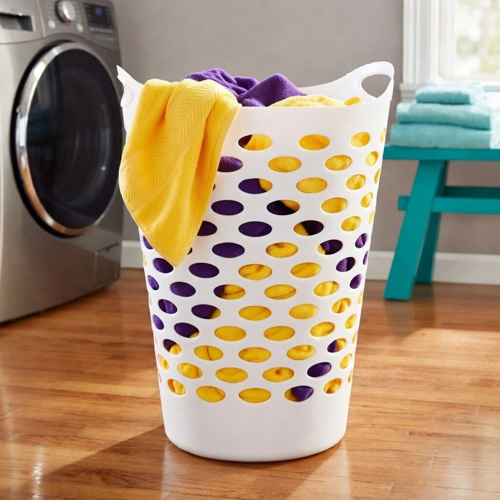 2-Pack 70.48 L Tall Plastic Laundry Basket Hamper with Ventilation Holes and Handles - White