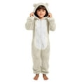 thumbnail image 5 of Cethrio Girls One-piece Pajamas, Zip up Long Sleeve Fleece Warm Winter Sleepwear Beige Size 14, 5 of 5