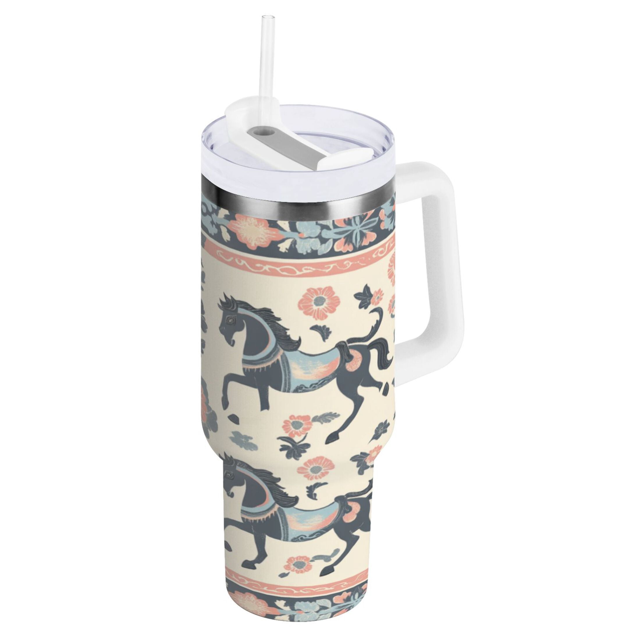 DIXRUYEE Steel Water Bottles Tumbler Creative Charming Equestrian Elegance Pattern 40oz/30oz