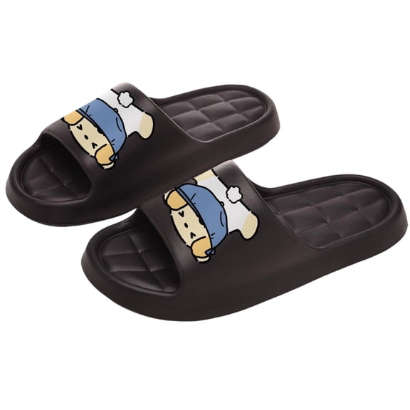 Unisex Cartoon EVA Slide Sandals for Women Men Comfortable Lightweight Thick Sole Non-Slip Pool Beach Shoes Indoor Outdoor Slides Black (Size 36-44),Size 8.5-10