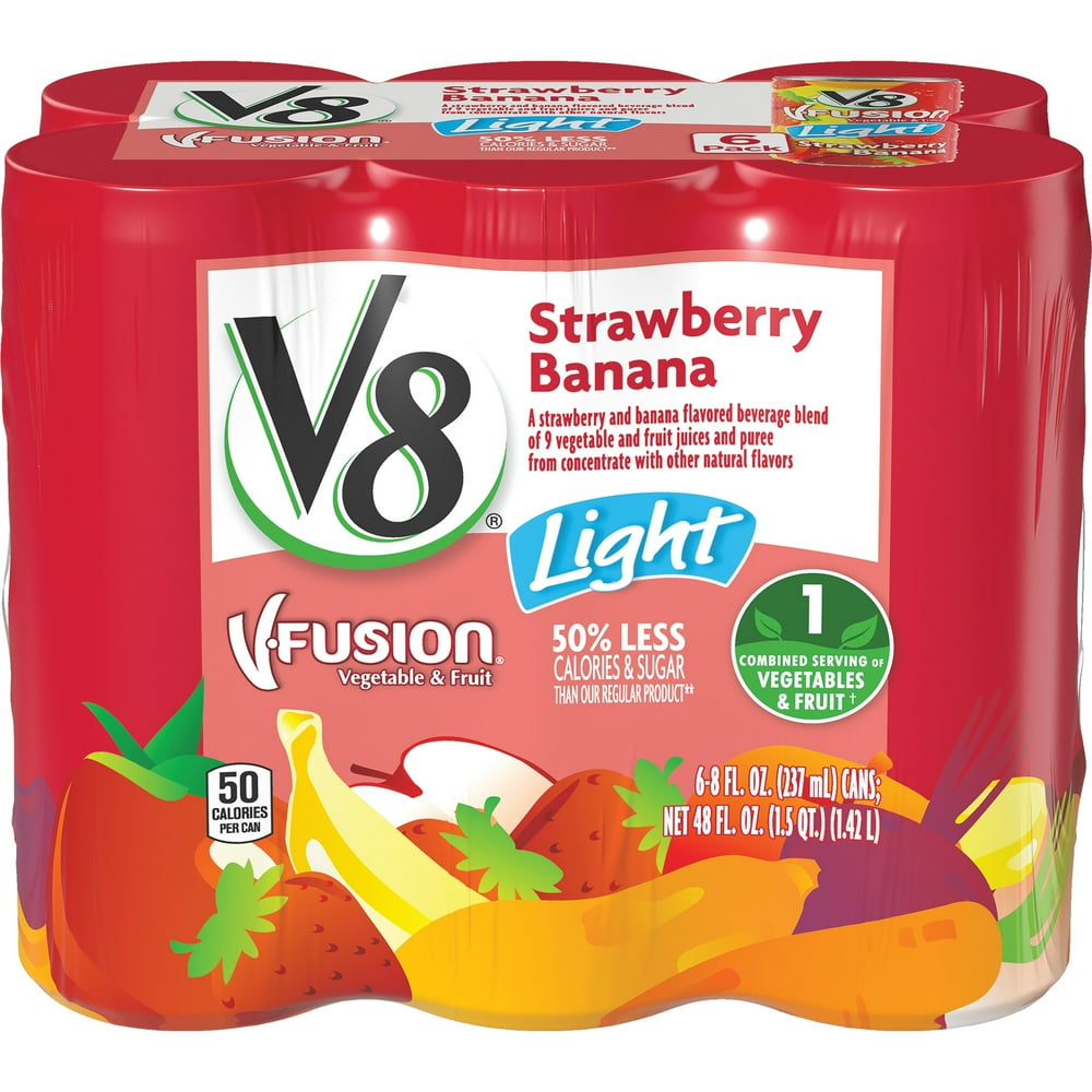 V8 VFusion Light Strawberry Banana, 8 oz., 6 pack