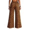 thumbnail image 3 of Womens Leopard Print Pants Casual Elastic Waist Wide Leg Pants Loose Fit Lounge Trousers with Pockets, 3 of 5