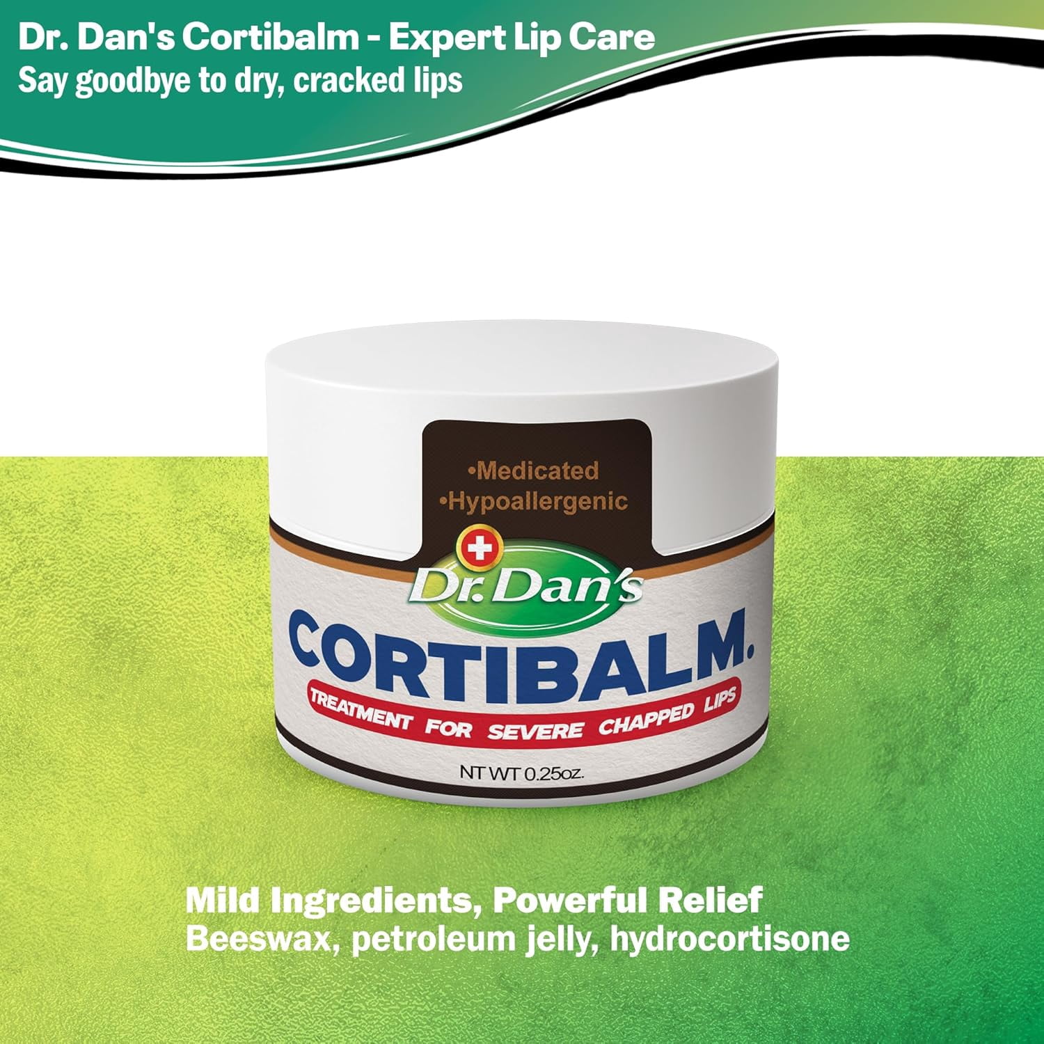 Dr. Dan's CortiBalm Lip Balm for Chapped Lips, Medicated Solution, 0.25 oz, 1 Pack