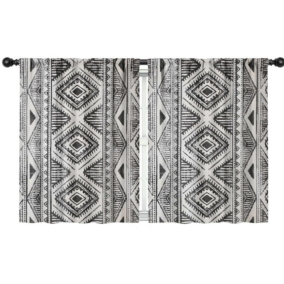 Blackout Kids Curtains,White Geometric Diamond Striped Pattern Childrens Insulated Curtains Set Of 2,Bedroom Essentials,Toddler Room Decor 42x54in(106x137cm)