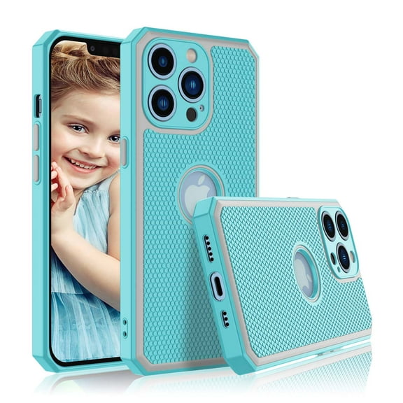 iPhone 13 13 Mini 13 Pro Max Case, iPhone 13 Pro Max Phone Case, Tekcoo Shock Absorbing [Turquoise] Rubber Silicone & Plastic Scratch Resistant Bumper Grip Cute Sturdy Hard Phone Cases Cover