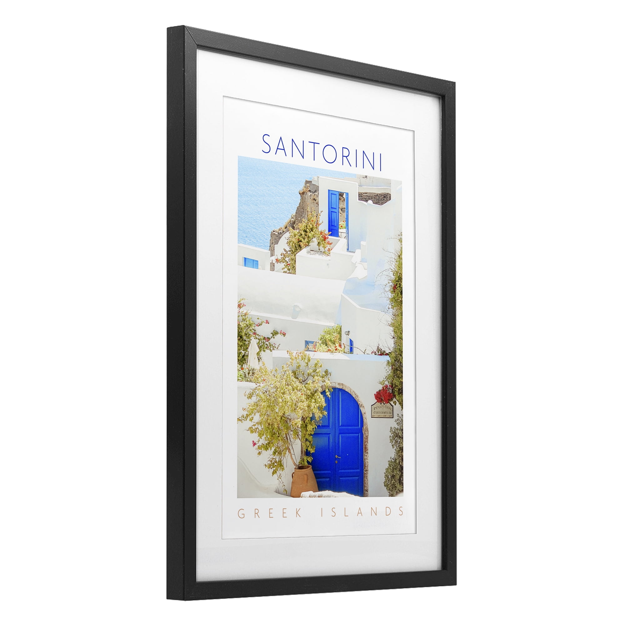 Stupell Industries Santorini Greek Islands Black Framed Print Under Glass, design by Erin Marie