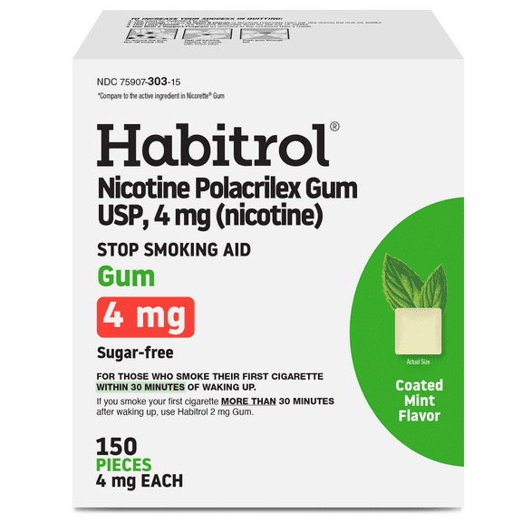 Habitrol Nicotine Gum, 4mg, Mint Flavor, 150 Count