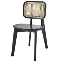 Side Dining Chair, Black, Wood, Modern Contemporary Farmhouse Coastal, Kitchen Room Cafe Bistro Restaurant Hospitality