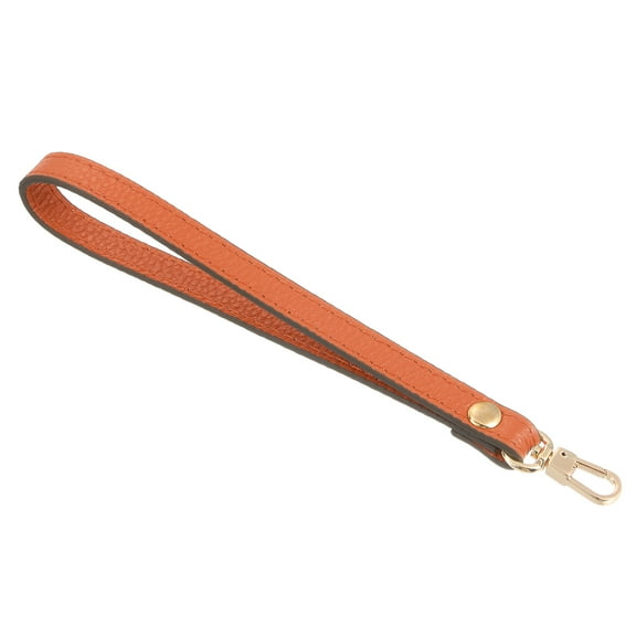 Leather Wristlet Strap, 7.48" Hand Wrist Lanyard Bag Key Chain (Orange Gold)