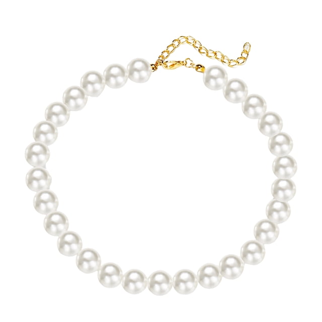 LYMAYTER Collier en Fausse Perle Collier pour Femme - Fausse Perle, Cyyltable Ajustable, Rétro